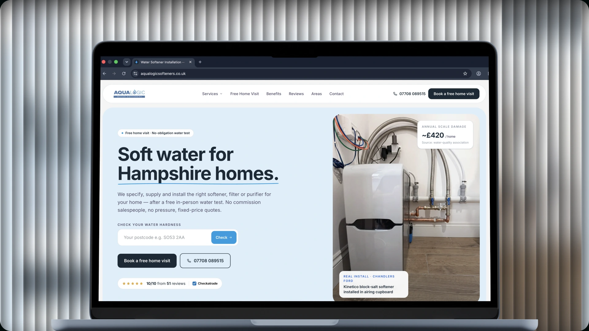 Aqualogic Softeners website design, project cover
