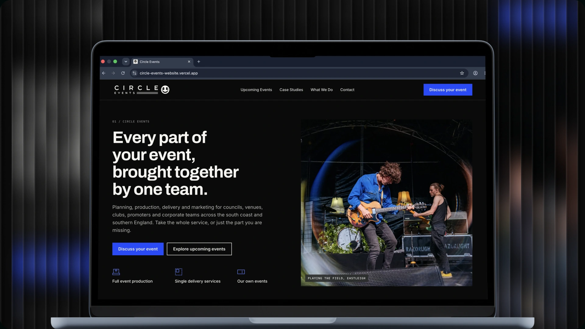 Circle Events website design, project cover