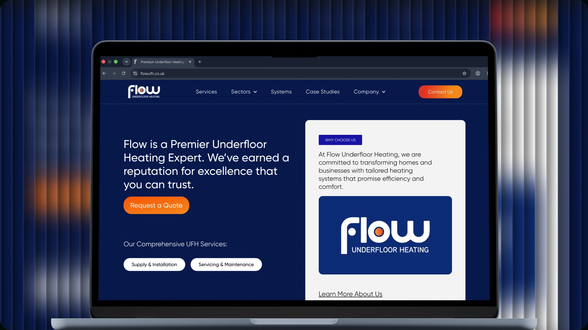 Flow Underfloor Heating website design, project cover