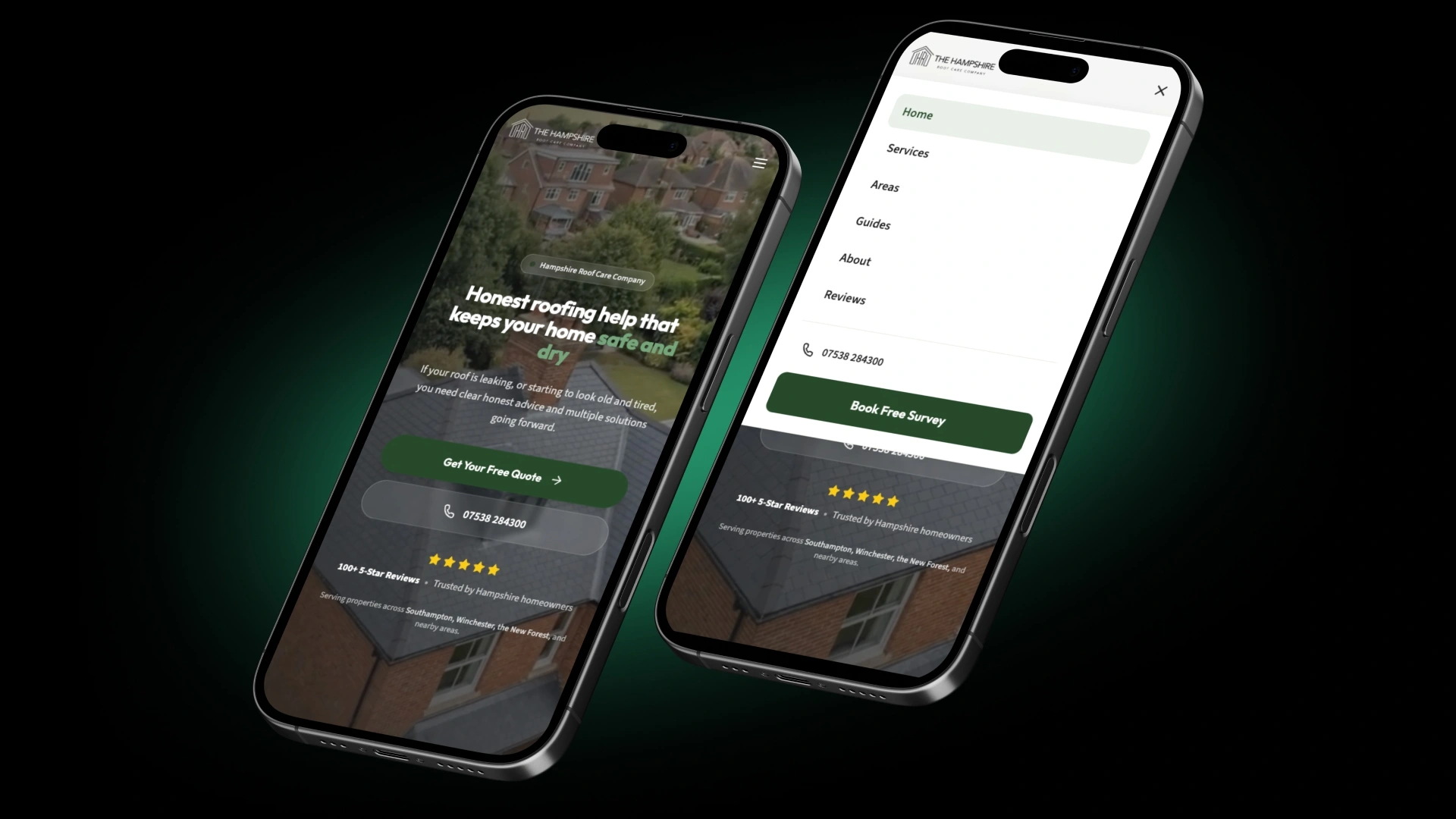 Hampshire Roof Care website design, project cover