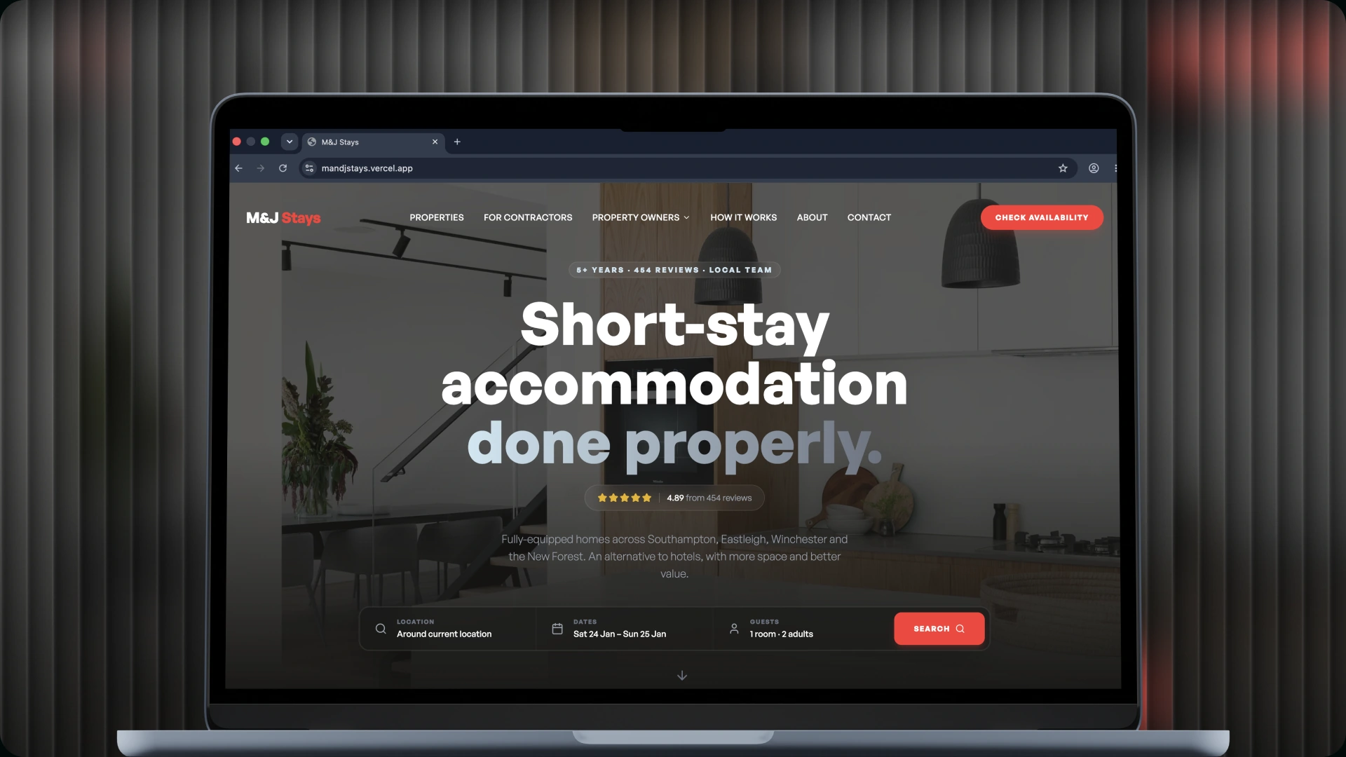 M&J Stays website design, project cover