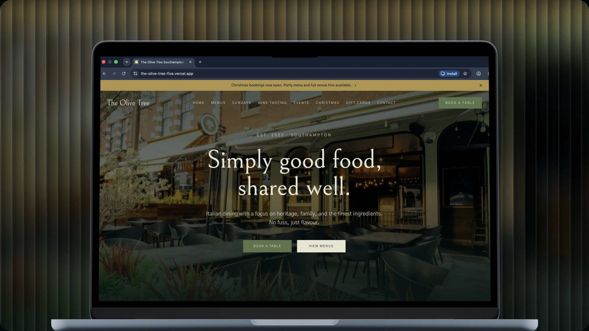 The Olive Tree website design, project cover