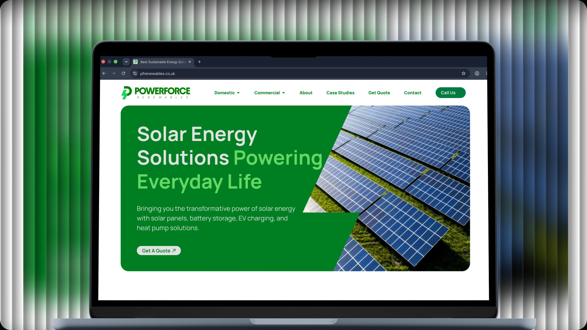 PF Renewables website design, project cover