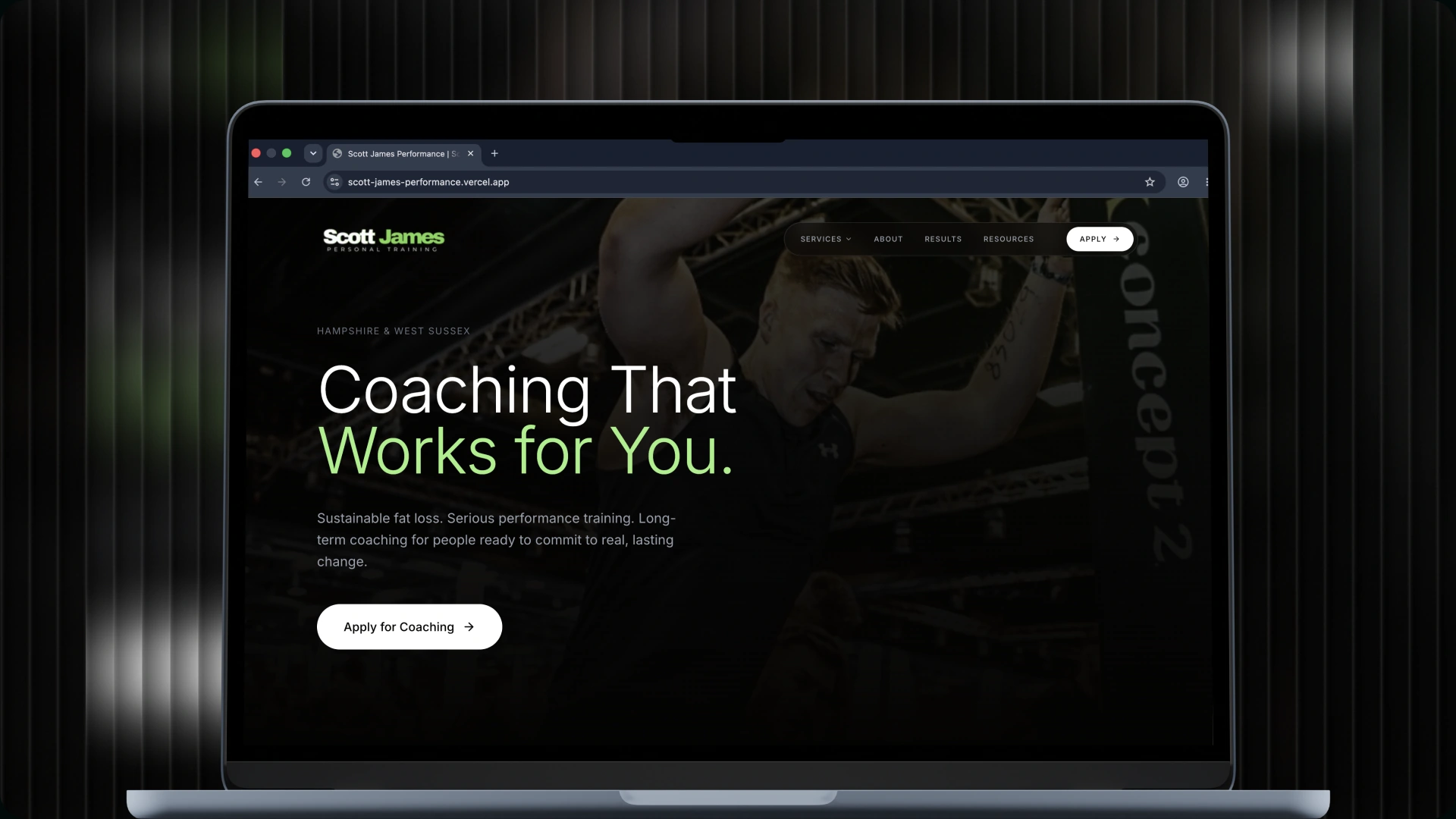 Scott James Performance website design, project cover
