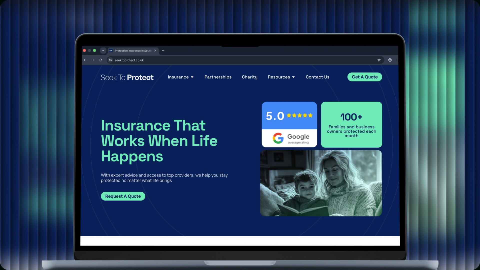 Seek to Protect website design, project cover