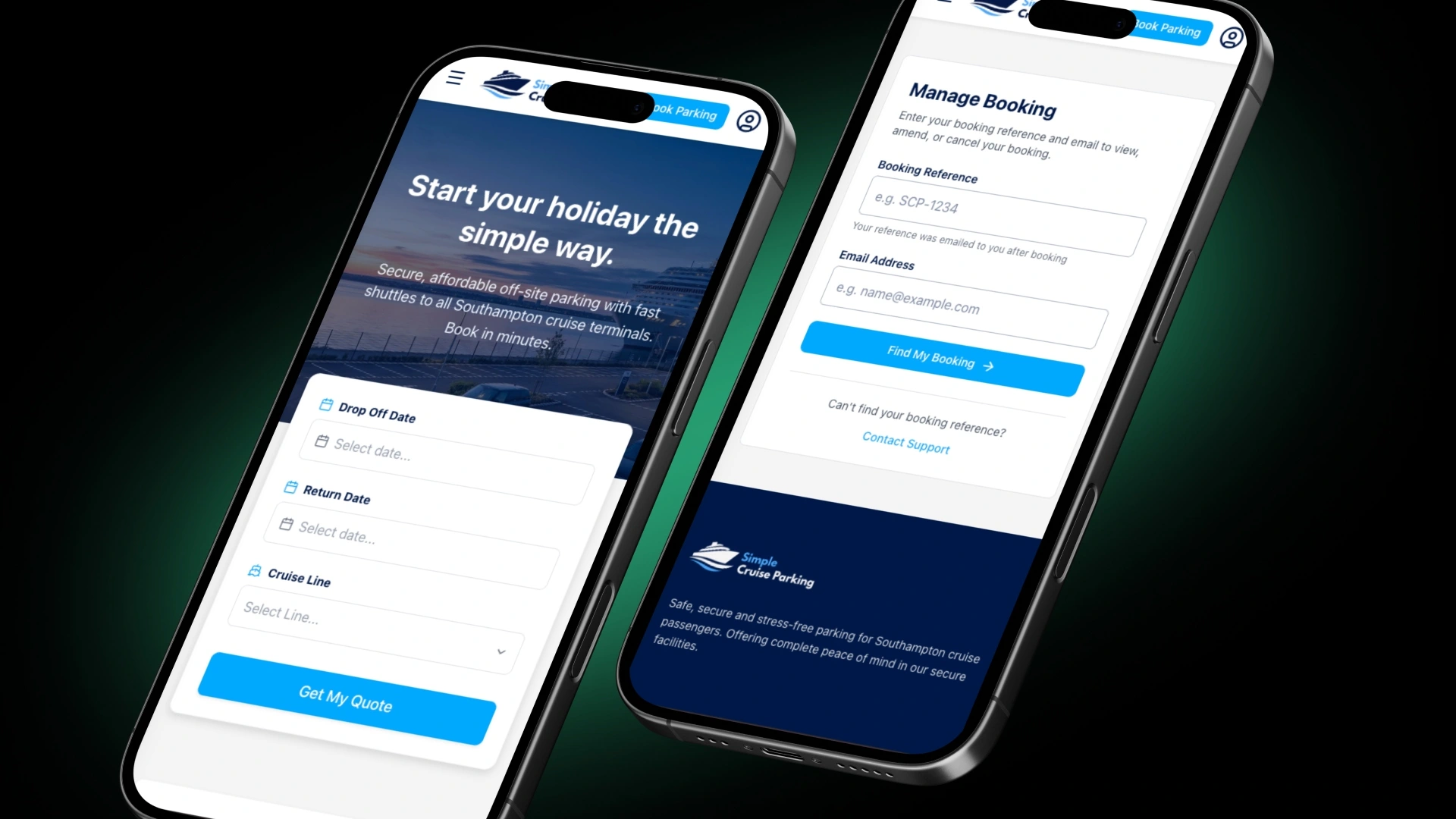 Simple Cruise Parking website design, project cover