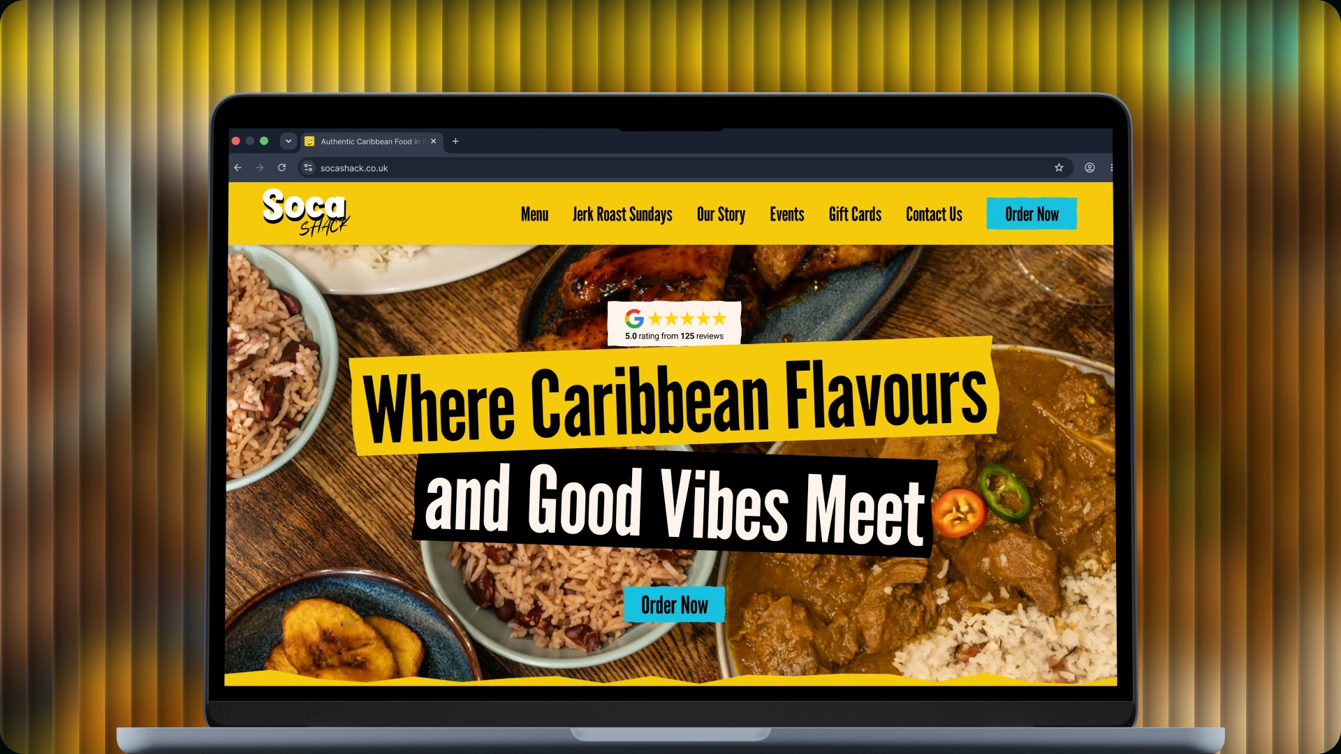 Soca Shack website design, project cover