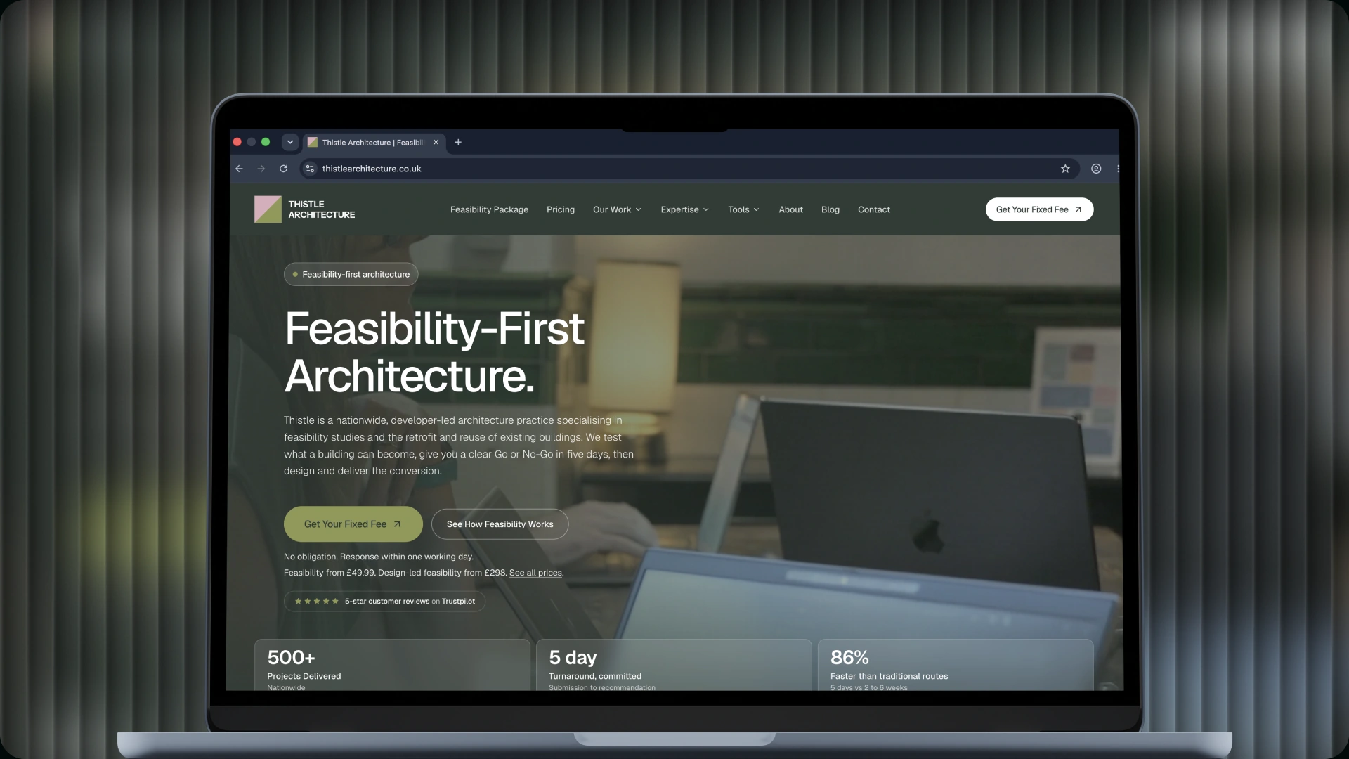 Thistle Architecture website design, project cover