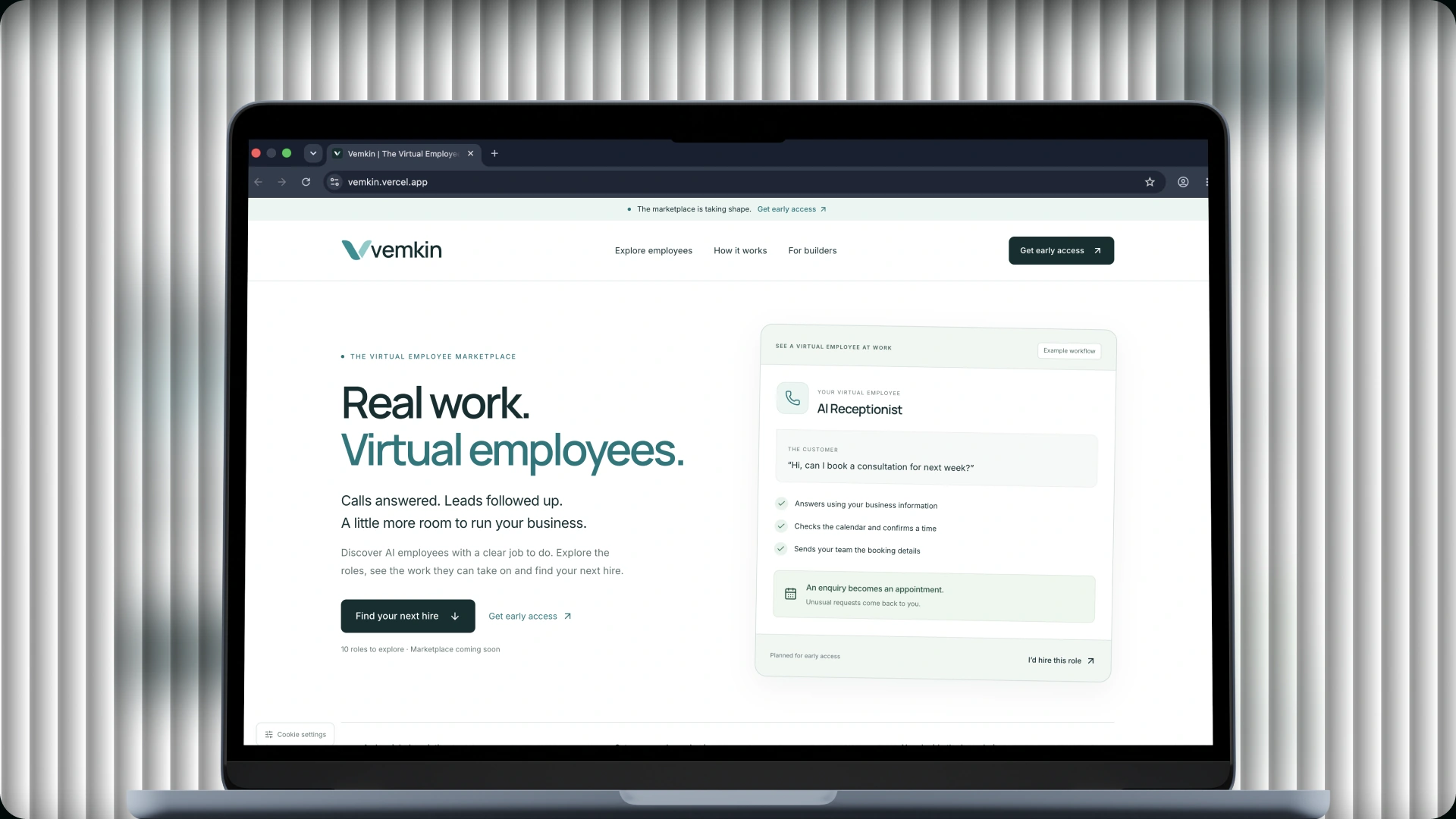 Vemkin website design, project cover