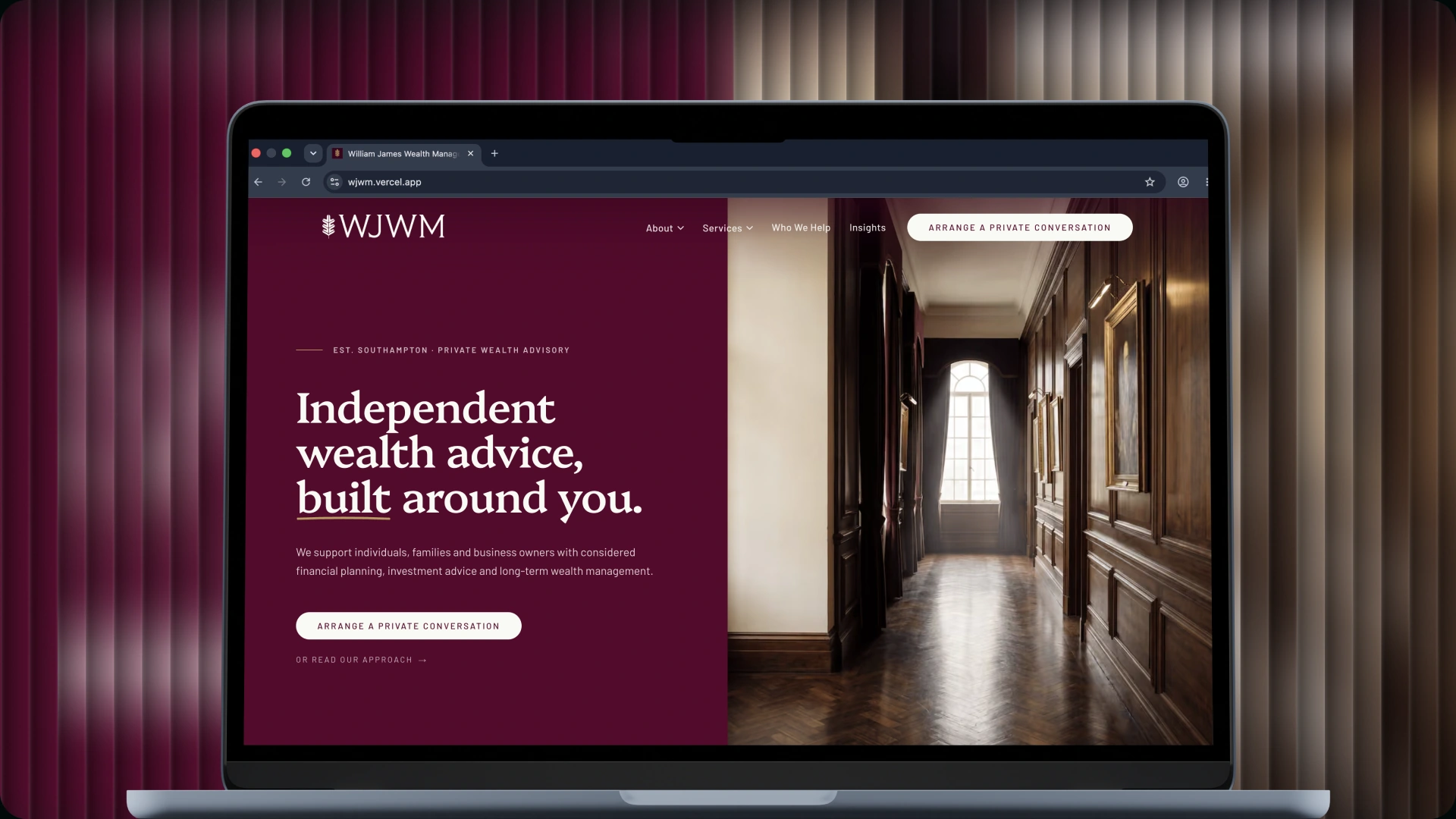 William James website design, project cover